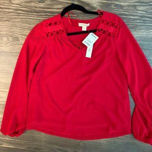 Monteau red long sleeve top with cutout detail